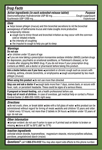 PRIMARY HEALTH MUCUS RELIEF DM MAXIMUM STRENGTH DEXTROMETHORPHAN 60MG, GUAIFENESIN 1200MG, EXTENDED-RELEASE TABLETS, 42COUNT