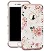 iPhone 7 Case, SwiftBox 3 in 1 Ultra Slim Electroplated Texture Flowers Hard Case for iPhone 7 with Tempered Glass Screen Protector and Owl Phone Strap (Pink Rose)