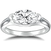 Jiostonor 2 Carasts Marquise Cut Moissanite Engagement Ring for Women Wedding Ring Half Bezel Tension Set 925 Sterling Silver DE Color VVS1 Lab Created Anniversary Moissanite Ring