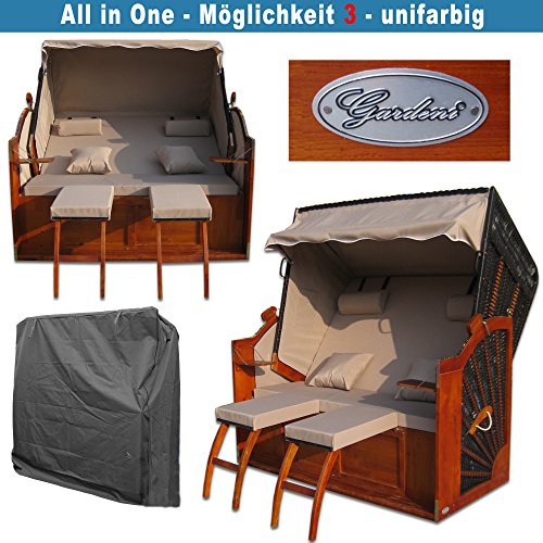 XINRO® XXL Volllieger Strandkorb Ostsee rot grün karo # wechselbare Bezüge # inkl. Strandkorbhülle – Bild 6