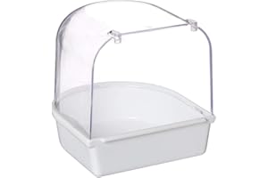 shlutesoy Hanging Bird Bath Cube Bird Bathtub Bath Shower Box Bowl Cage Pet Bird Parrot Transparent Bathing Tub Bathtub Shower Box Hanging Cage Decor White