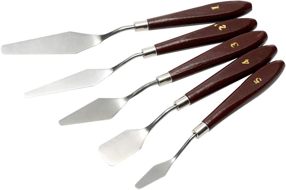 YIDAINLINE 5pcs Set Professional Stainless Steel Artist Oil Painting Palette Knife Spatula Paint Art Mixing Scraper Set 3D Print Removal Tool