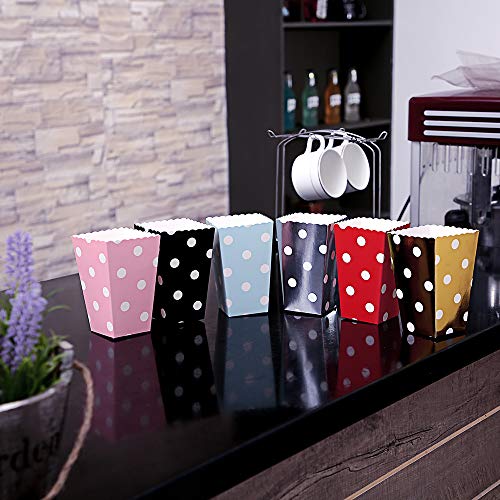 CLAIREBOX Popcorn Boxes Food Grade Multicolor Polka Dot Design for Movie Party, Theater Night, Festivals, Wedding Favors