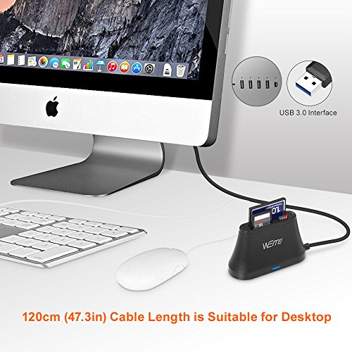 CF Card Reader, WEme SuperSpeed USB 3.0 Sandisk Micro SD Card Reader with 120CM Cable, Compact Flash Card Adapter Converter for Extreme Pro Ultra SD/Micro SD/SDHC/SDXC/TF/CF II Camera Memory Card