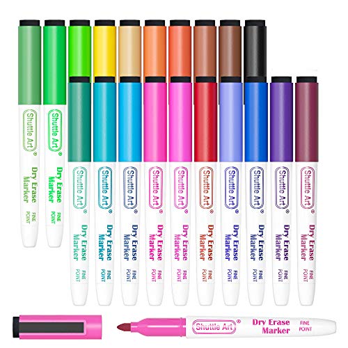 Shuttle Art Fine Tip Magnetic Whiteboard Markers 20 Pieces