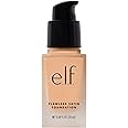 e.l.f. Flawless Satin Foundation, Lightweight & Medium Coverage, Semi-Matte Finish, Vegan & Cruelty-Free, Shell, 0.68 Fl Oz (20mL)