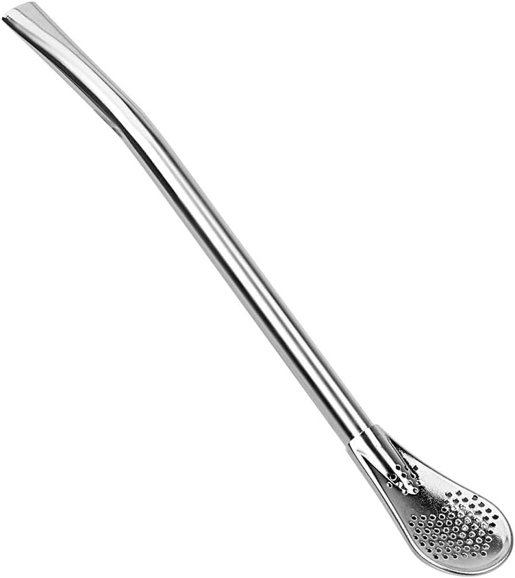 iTimo Drinking Straw Spoon Stainless Steel Juice Residue Spoon Tea Filter Reusable Tea Tool, Yerba Mate Straw Bar Accessories(B Type)