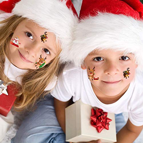 Dream Loom 20 Sheets Christmas Tattoos,Temporary Tattoos for Kids with 100 Xmas Patterns,Fake Stickers Face Body Tattoos, Holiday Party Supplies Favors Stocking Stuffers - Thumbnail 2