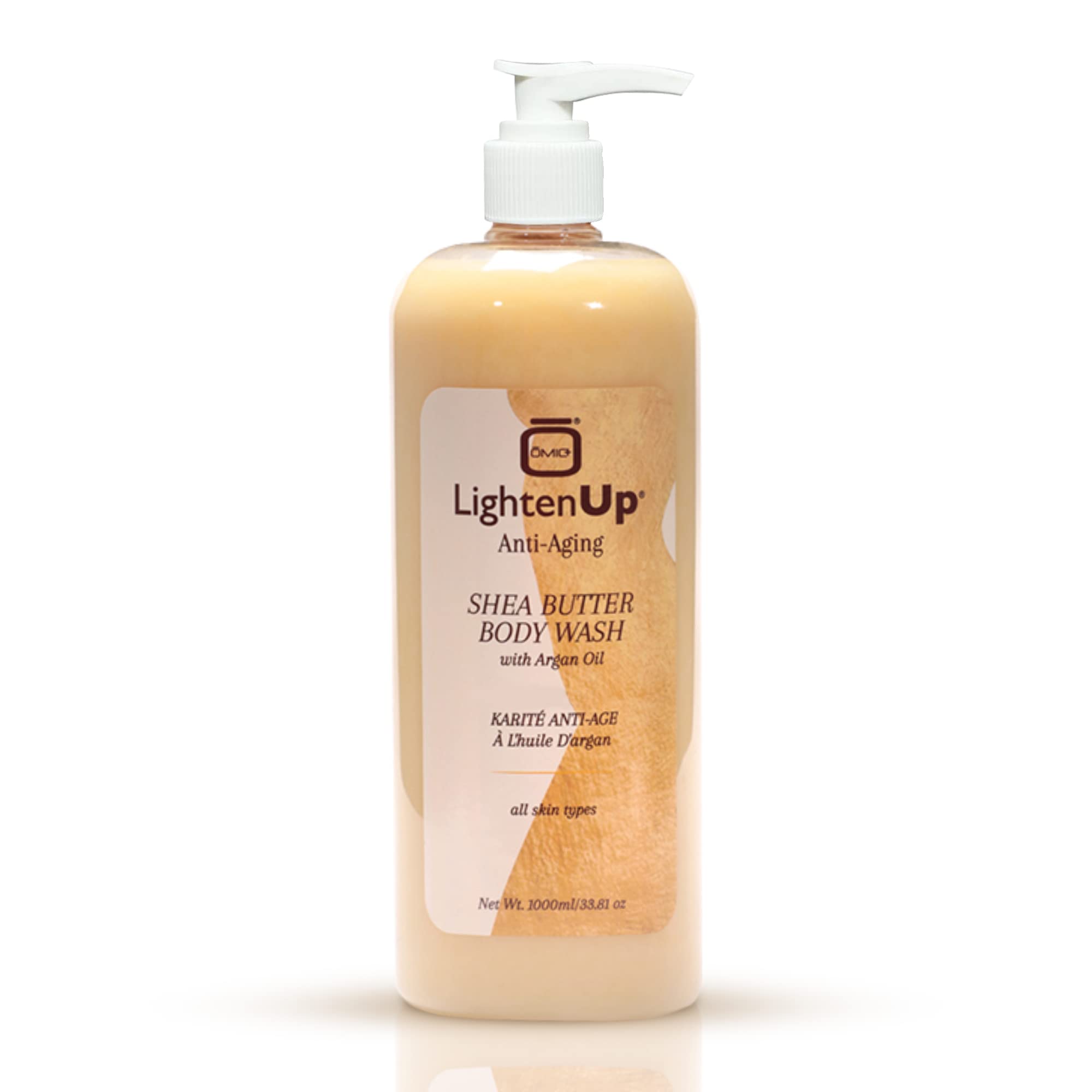 Omic LightenUp Anti-Aging Body Wash - 33.8 fl oz / 1000ml - Formulated to Bright and Soften Skin, with Argan Oil and Shea Butter