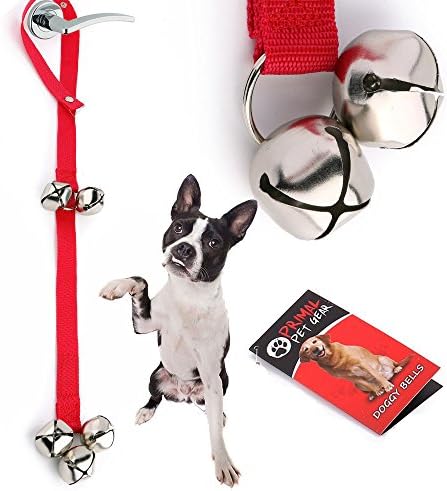 Primal Pet Gear Dog Bells for Potty Training Your Puppy the Easy Way - Premium Quality - 5 Extra Large Loud 1.4" DoorBells - Red Nylon - Adjustable Door Bell Length for Small, Medium and Large Dogs