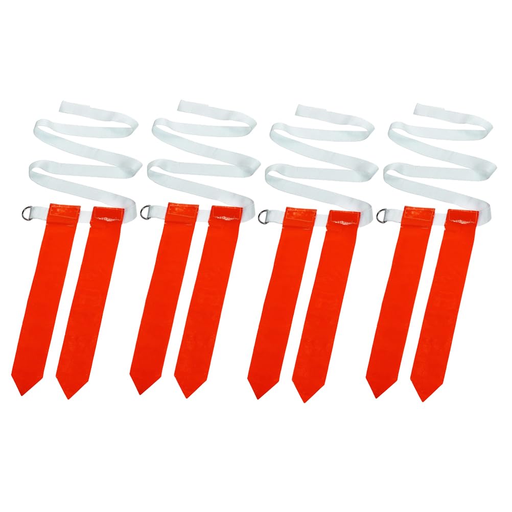 SEWACC 4 Pcs Adjustable Flag Belts Flag Football Set- 2 Flags per Belt for Football Rugby Training Ribbon (Each White Belt with 2 Red Flags)