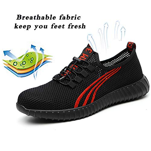 JACKSHIBO Steel Toe Indestructible Work Shoes for Men Women Lightweight Mesh Safety Industrial Construction Shoes