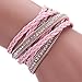 Susenstone Women Bohemian Bracelet Woven Braided Handmade Wrap (Pink)