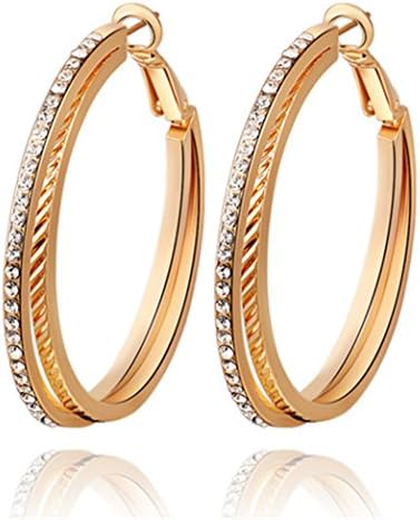 Austrian Crystal Rose Gold Plated Double Ring Earrings