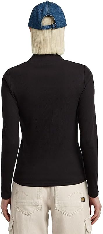 A Line Slim Rib Mock t LS wmn, Negro Dk Black D26905-e136-6484, S