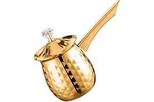 GLEAVI Golden 400Ml Turkish Coffee Pot Cezve Espresso Maker Stovetop Induction Coffee Kettle for Home and