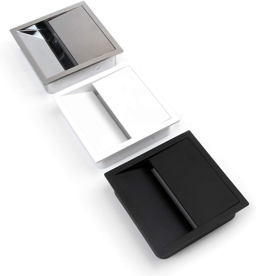Emuca - Square 85x85mm (3,34x3,34 inch) Grommet for embedding in Desk or worktop Wire Organiser for Furniture White Plastic - Image 5