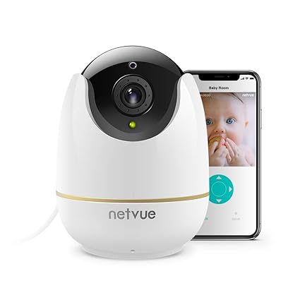 WLAN Kamera, NETVUE Überwachungskamera Innen WLAN Handy Sicherheit Kamera WLAN Babyphone mit Bewegungserkennungsalarm, Nachts