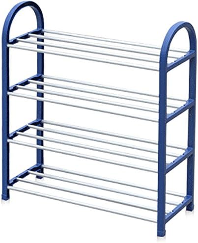 ShellMiMi Blue 4 Tier Assembled Stainless Steel Shoe Rack For Women +Men+Kids