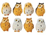 Juvale Owl Figurines - Pack of 8 Mini Owl Resin Figurines, Fairy Garden Accessories, Owl DecorOrnaments Perfect for Children, Indoor and Outdoor Decor, Multicolor, 1.37 x 1 x 1 Inches
