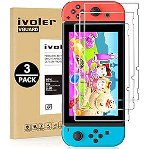 ivoler [3 Pack] Screen Protector Tempered Glass for Nintendo Switch, Transparent HD Clear Anti-Scratch Screen Protector…