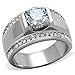 MEN'S 2.25 CT ROUND CUT Cubic Zirconia, Silver STAINLESS STEEL RING Size...