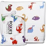 Roxie's Cotton Muslin Baby Everything Blanket, 47 x 47, For Girl and Boy, Dinosaur