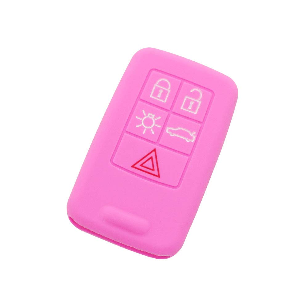 BROVACS Silicone Cover Protector Case Holder Skin Jacket Compatible with VOLVO 5 Button Smart Remote Key Fob CV9780 Pink