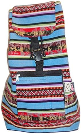 Peru Outdoor Picnic Colorful Wool Backpack Bag (Light Blue)