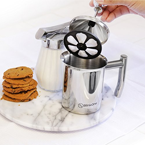 BlinkOne Milk Frother Fine Mesh Manual Operated Hand Pump Foamer