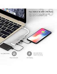 ZONSK   Hub multipuerto USB C con puerto USB3.0, HDMI, PD(suministro de energía), USB 3.1 tipo C Dock Extend Stations, soporte de carga y modelo OTG para portátil, smartphone