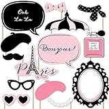 Big Dot of Happiness Paris, Ooh La La - Paris Themed Photo Booth Props Kit - 20 Count