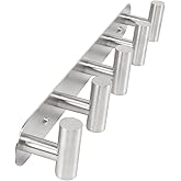 Vanloory Coat Hook Rack, Wall Mounted Coat Rack with 5 Hooks, Heavy Duty Towel Hook Rack Wall Hooks for Hanging Coat Jacket, Stainless Steel Coat Hanger for Bathroom Entryway Mudroom(Brushed Nickel)