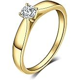 JewelryPalace Classic 0.2ct Cubic Zirconia Solitaire Engagement Rings for Women, 925 Sterling Silver Promise Ring for Her, Round Cut Simulated Diamond Anniversary Wedding Rings