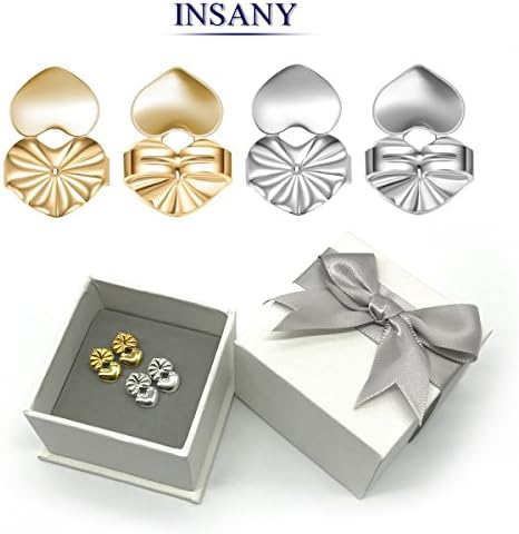 2 Pairs Magic Earring Lifters, INSANY Earring Backs Adjustable Hypoallergenic Earring Lifts Fits All Post Earrings