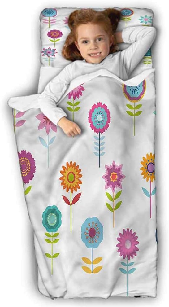 Spring Kids Slumber Bags Blooming Floral Arrangement Great for Boys and Girls 50X20 INCH