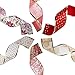 iPEGTOP Wired Christmas Ribbon, Assorted Organza Swirl Sheer Fabric Crafts Gift Wrapping Ribbons DIY Floral Poinsettia Christmas Design Decorations, 36 Yards (6 Roll x 6 yd) by 2.5 inch, Red/Gold