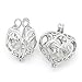 HOUSWEETY 3PCs Copper Charm Pendants Hollow Heart Bead Cages Silver Tone (Style 1)