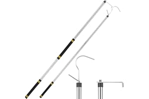 UEGHNS Truck Cargo Grabber, Cargo Grabber Pickup Truck Bed 34-77 inch Sturdy Truck Cargo Retrieval Pole with Two Replacement Hooks Essential Bed Buddy Cargo Truck Retriever Easy Pickup