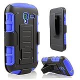 Galaxy Exhibit Case, Starshop(TM) Samsung Galaxy Exhibit T599 Hybrid Full Protection High Impact Dual Layer Holster Case with Kickstand and Locking Belt Swivel Clip Blue