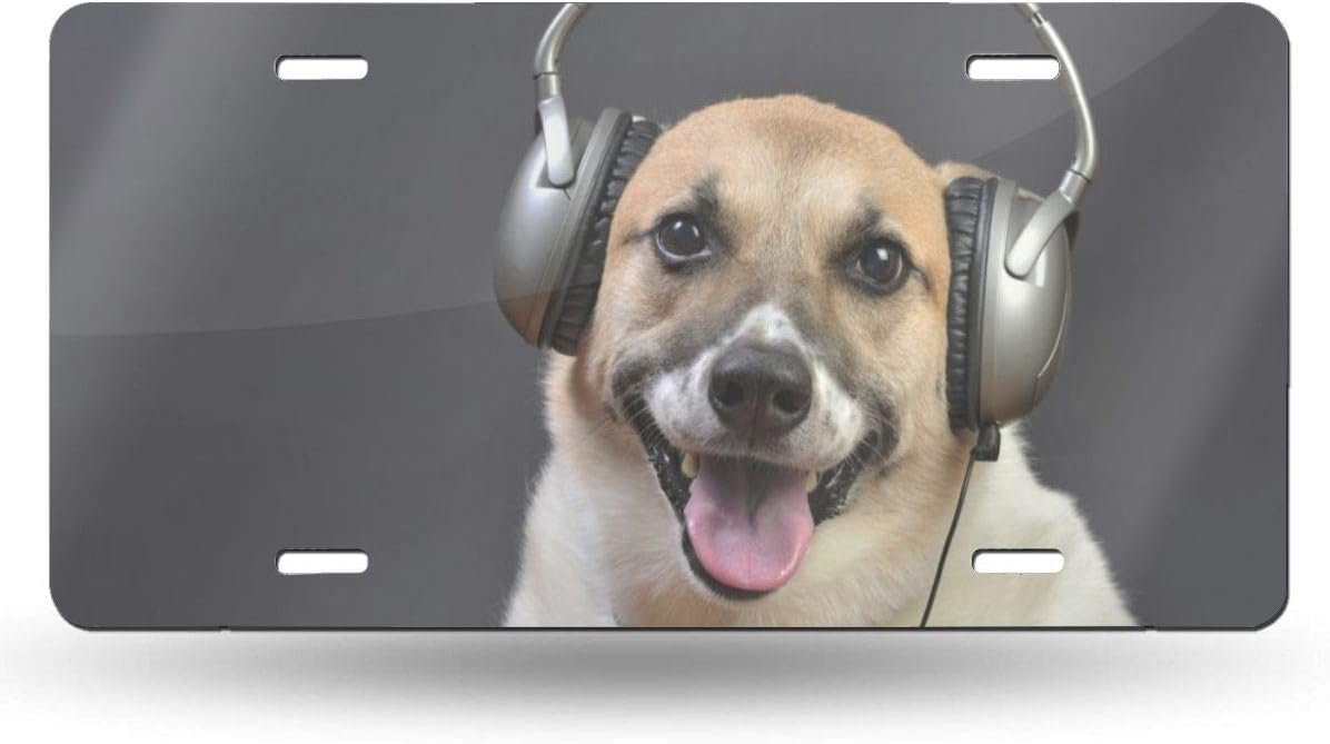 Elizadaisy Funny Dog License Plate for Men Women Aluminum