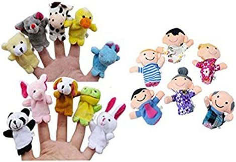 Finger Puppet Toy, OULucicy Set Includes 16PC Finger Family Puppets, Portable Finger Baby Plush Toys is the Best Preschool Kids Educational Toy