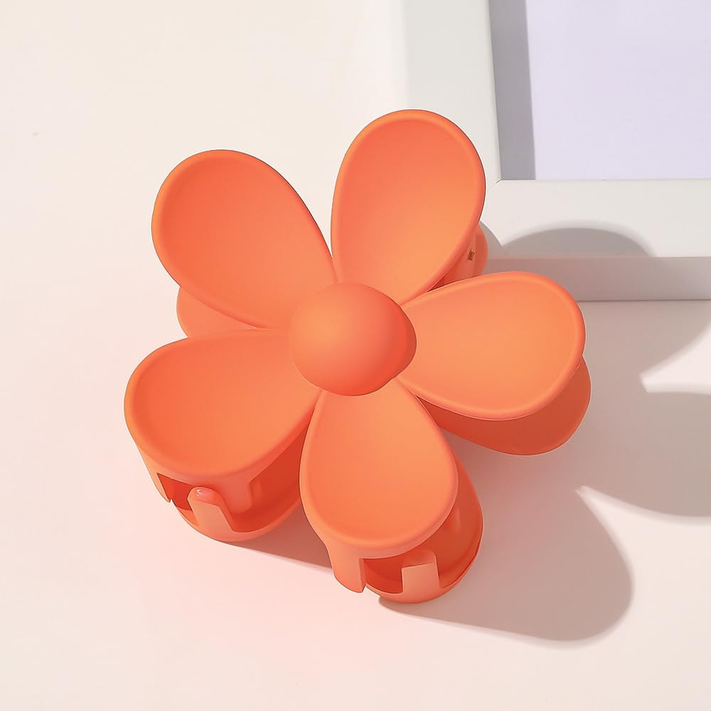 Pack of 1 Women's Flower Hair Clips, Flower Hairpin Hair Clips, Non-Slip Plastic Hair Claws, Hair Accessories, Hair Accessories for Women and Girls for Daily Wear, Orange