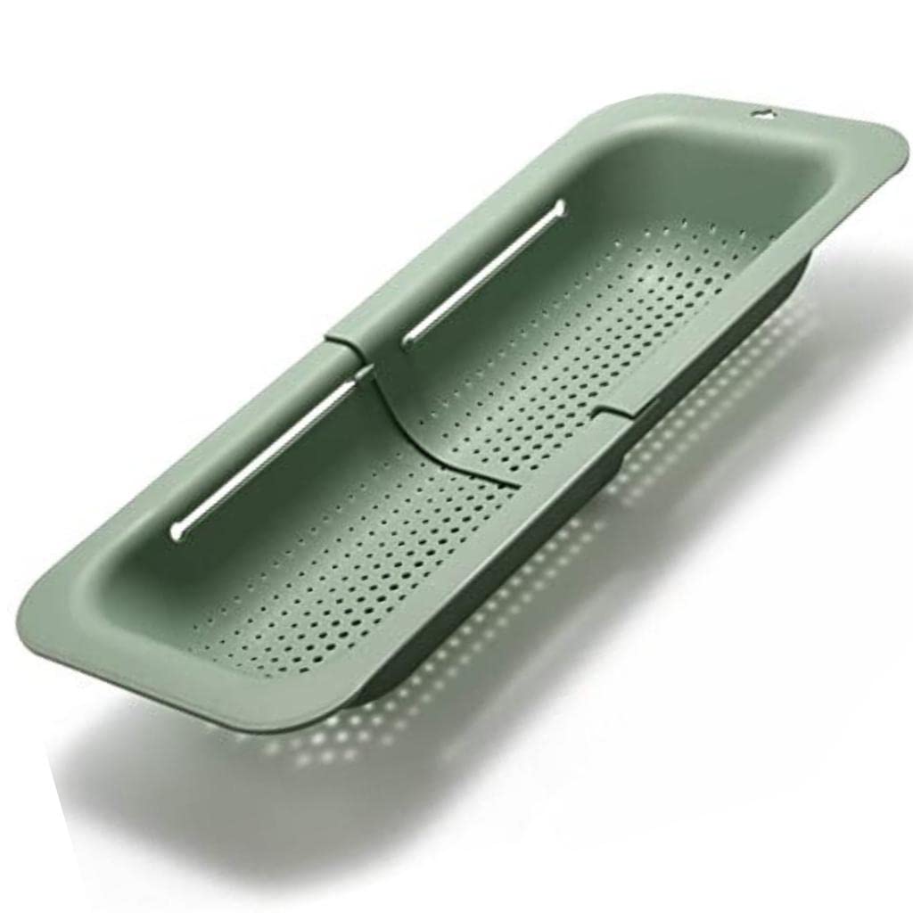 AHASON'S Over The Sink Colander Strainer Baske & Tea Strainer Free,Wash Vegetables and Fruits, Drain Cooked Pasta, Extendable Basket (Mint Green)