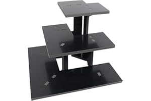 Luxinika 3-Tier Retail Table Risers Display Stand with Shelves for Vendor Events, Farmers Market Craft Fair Rack Candle Soap Stand for Shows Countertop Pop Up Shop Tumblers Candy (Black, Corner)