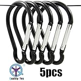 QY 5PCS 4 Inches Black Color 8 Shape Aluminum Ring Outdoor Spring Snap Multiple Use Hook Keychain