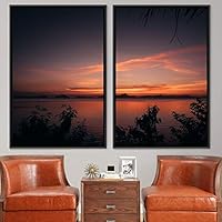2 Piece Framed Canvas Wall Art Sunset Canvas Prints Home Artwork Decoration for Living Room,Bedroom - 16