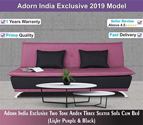 Adorn India Exclusive Two Tone Arden Three Seater Sofa Cum Bed (Light Purple & Black)