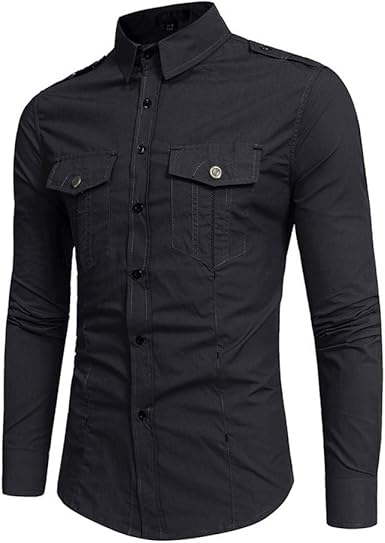 mens slim fit black button down shirt