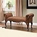 Acme Furniture Aston Upholstered Microfiber Rolled Arm Bench in Chocolate